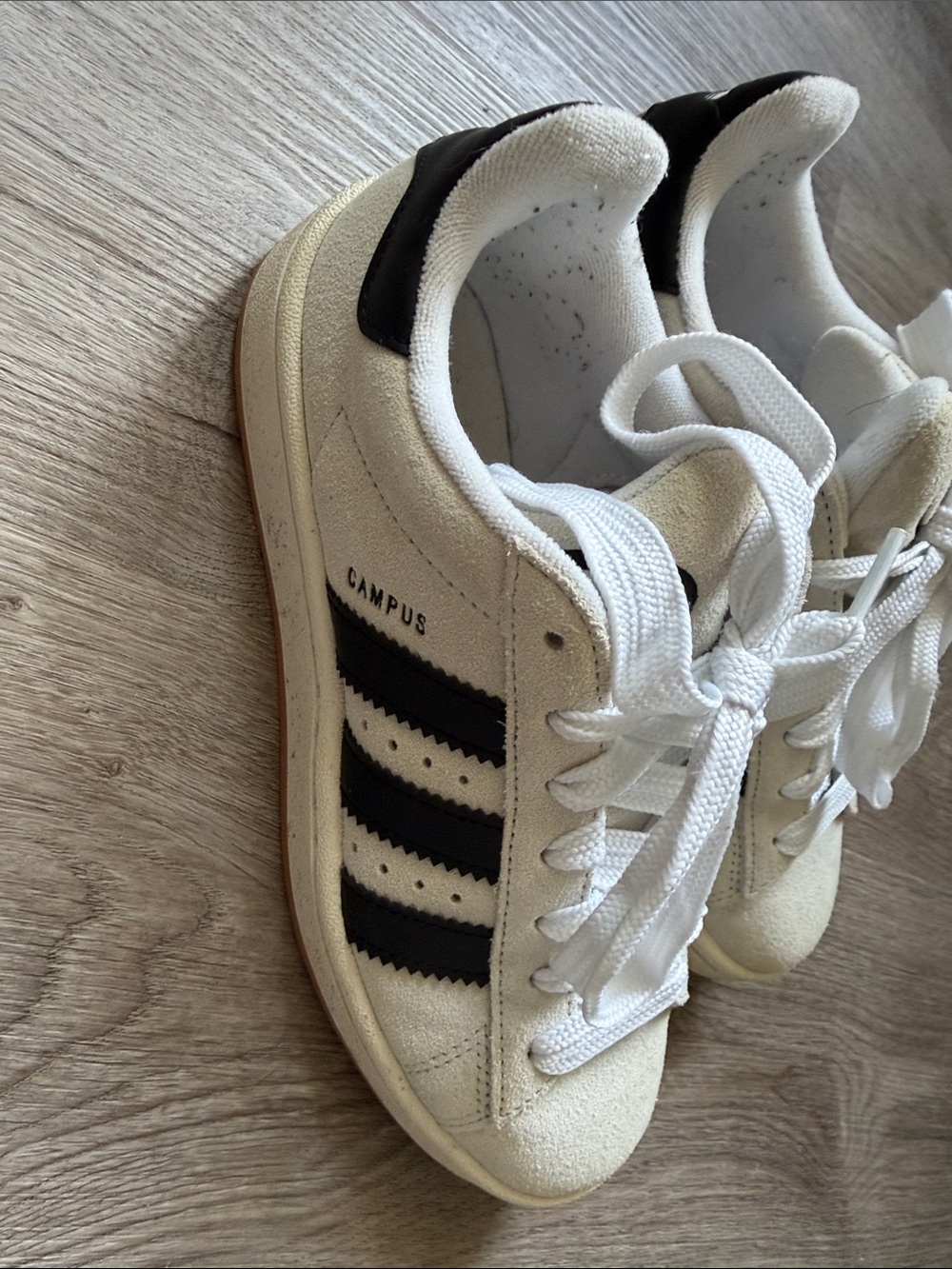 adidas White Suede Sneakers with Black Stripes